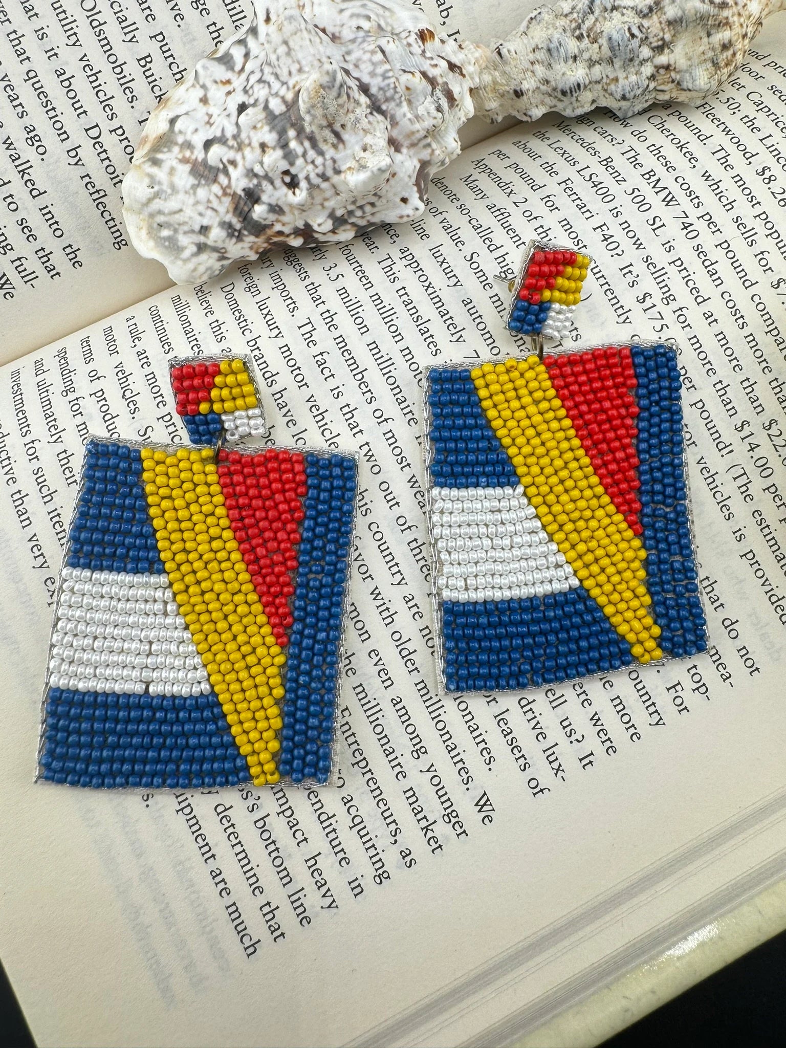 Multicolor Square Dangle Quirky Beaded earrings