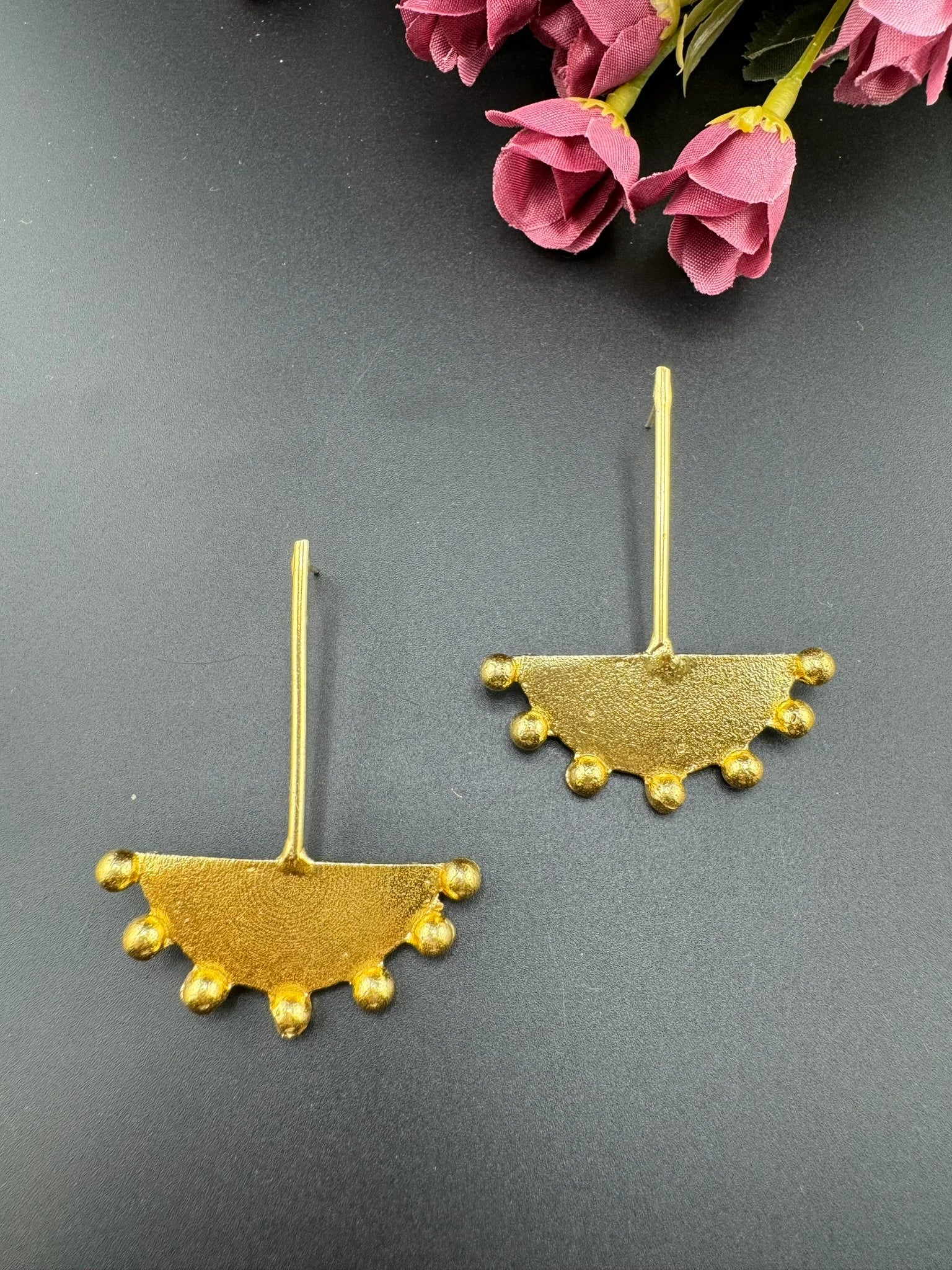 Matt Gold Statement Long earrings in unique sleek design