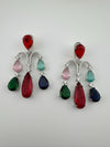 Premium Cubic Zirconia and glass stone in silver color is designer Inspired Statement Long earrings