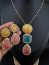 Sabyasachi Inspired Premium doublet stone, CZ, natural stones Pendant set with long earrings