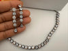 Premium American Diamond, Cubic Zirconia High Shine Sleek Necklace set with long earrings