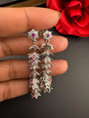 Premium Long Earring in Cubic Zirconia / Set of small jhumkis in long earrings