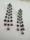 Premium Cubic Zirconia and Crystal stone in multicolor Statement Long earrings