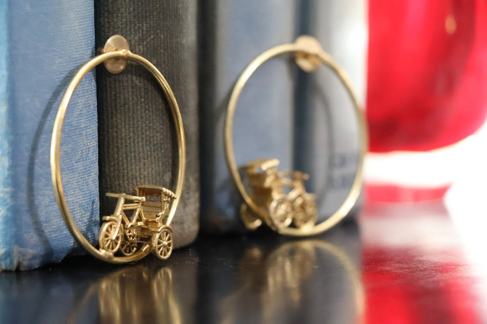 Rickshaw in Hoop Premium Matt Gold unique statement earrings