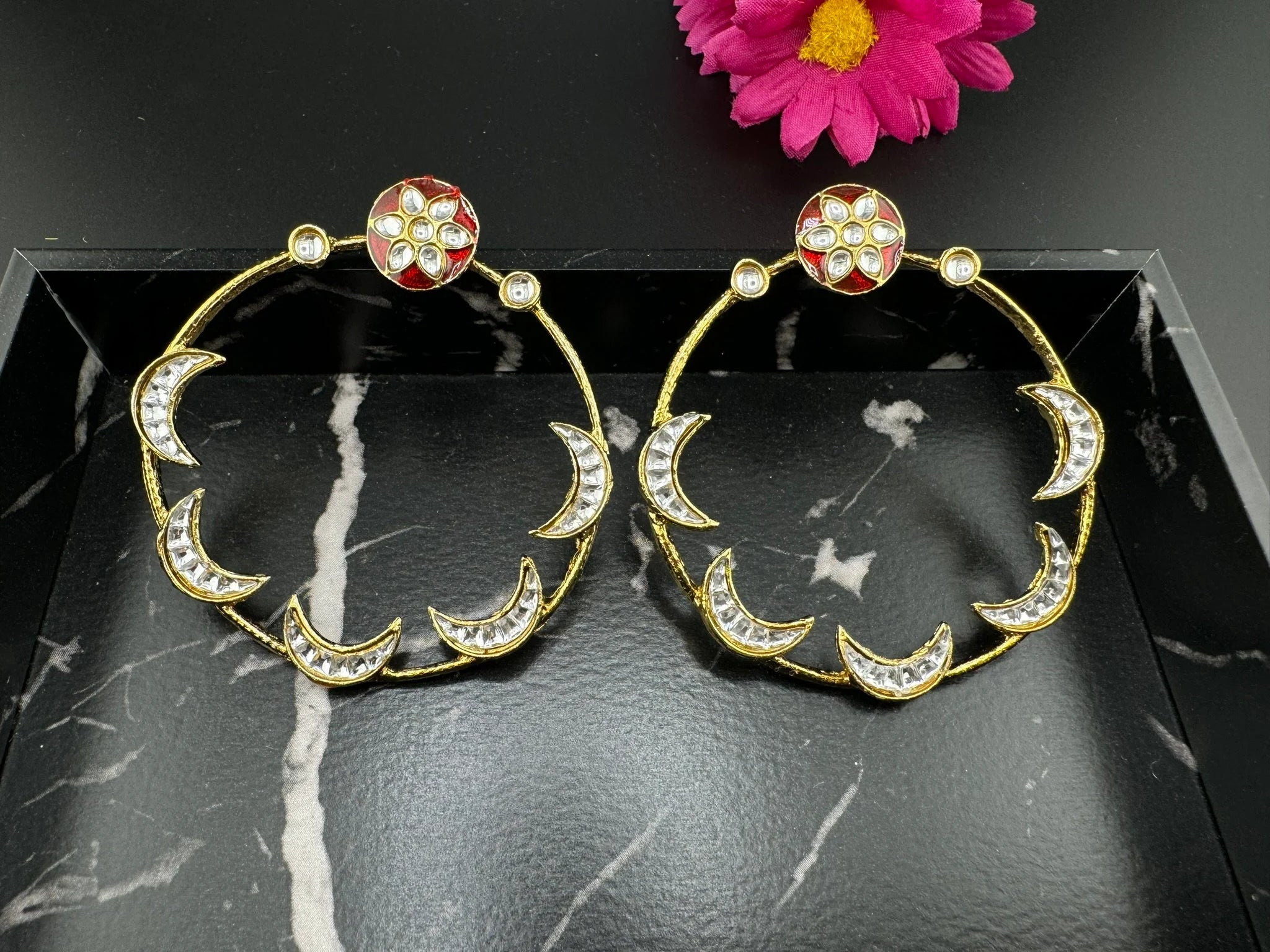 Sara inspired earring with Minakari and Kundan Big Hoop