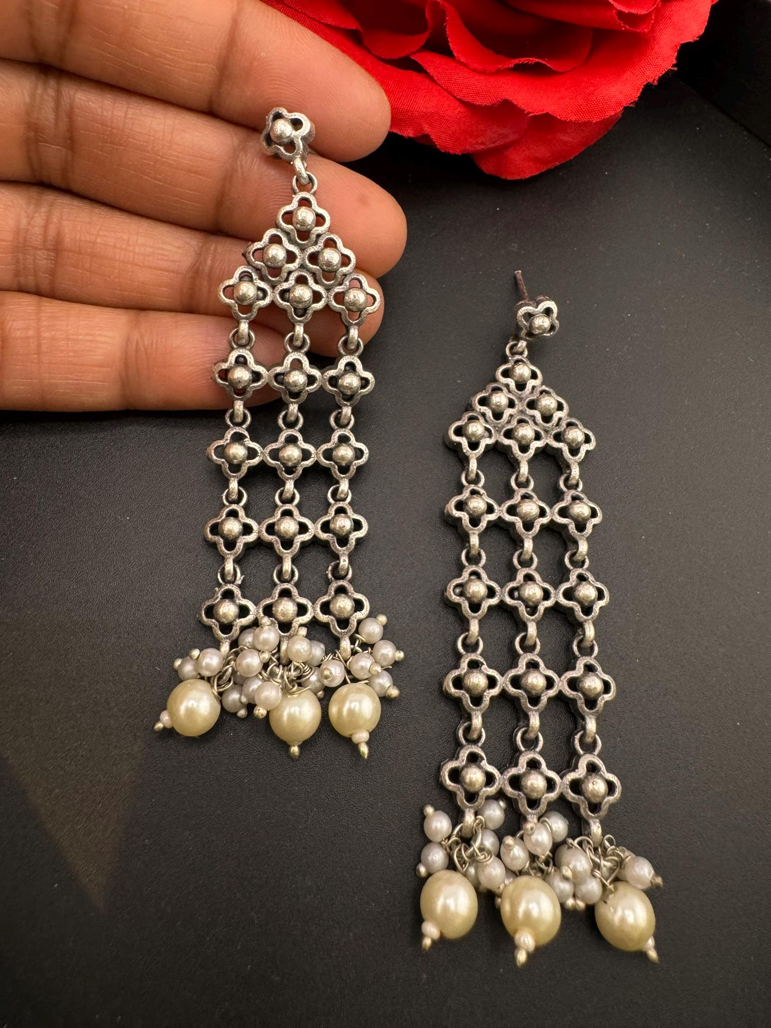 German silver oxidized silver everyday earrings/Oxidized silver earring/Statement Earrings