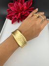 Brushed finished Gold Cuff Chunky Bracelet Bangle, Anti Tarnish, fits sizes upto 2.6"