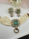 Hydro beads, CZ, Doublet Stones Choker necklace set, Indian Bridal Jewelry, chic set