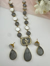 Kundan, CZ, MOP, Stone inlay Long Golden necklace set, Rani haar, everyday wear jewelry