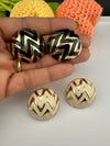 High Quality Enamel and gold designer Oversized Stud earrings, Unique statement earrings