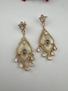 CZ and Gold, Mother of Pearl Chandelier Drop Earrings, Bridal, MOP Designer jewelry