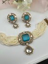 Hydro beads, CZ, Doublet Stones Choker necklace set, Indian Bridal Jewelry, chic set