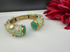 Moissanite Kundan, Enamel, CZ Adjustable Bracelet Bangle Kada, Gold Polish Designer Bangle