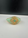 Moissanite Kundan, Enamel, CZ Openable Bracelet Bangle, Gold Polish (Fits 2.6" wrists)