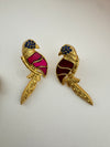 Amarapali inspired, pachi kundan, stones unique Birds Long Pendant Necklace Set, Brass Jewelry