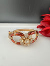 Moissanite Kundan, Enamel, CZ Adjustable Bracelet Bangle, Gold Polish Designer Bangle