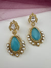 Tyani inspired, Shining Gold with kundan, doublet stone, CZ chandbali Drop earrings, Indian Jewelry