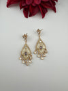 CZ and Gold, Mother of Pearl Chandelier Drop Earrings, Bridal, MOP Designer jewelry