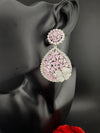 Premium Nano Setting of Cubic Zirconia in silver is designer Inspired Statement Drop Dangle earring/Unique Indian, Bridal, bridesmaid gift