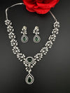 Crystal, Nano Setting CZ Diamond Statement Necklace Set, White Gold Plated Choker, nature inspired