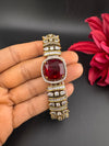 Moissanite Kundan, Crystal, CZ Adjustable Gold Polish Bracelet, Kids Bracelet fits 2.4"