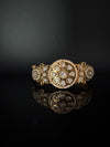 Moissanite Kundan, Pearl, CZ Designer Bracelet Bangle, Matt Gold Polish (Fits upto 2.6" Wrist)