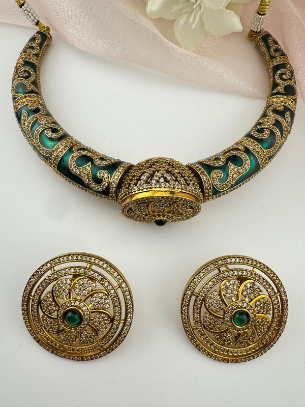 Enamel, Minakari, CZ, Stones Hasli, necklace set, Indian Bridal Jewelry set