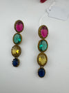 Matt Gold, stone Long Earrings, Multicolor, Bridesmaid Gift, Designer jewelry