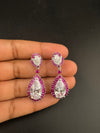 Swarovski inspired Cubic Zirconia, Diamond, channel setting Crystal stone, Silver Polish inspired Dangle Drop earrings, Indian Jewelry
