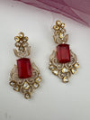 Gold with Doublet stone, kundan, cubic zirconia chandbali Drop earrings, Indian Jewelry