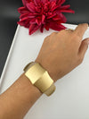 Brushed finished Gold Cuff Chunky Bracelet Bangle, Anti Tarnish, fits sizes upto 2.6"