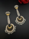 Oxidized Silver and Gold ChandBali Very long Earrings, designer jewelry