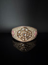 Moissanite Kundan, Enamel, CZ Openable Bracelet Bangle, Gold Polish (Fits 2.6" wrists)