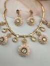 Enamel, Minakari, Kundan, CZ Gold plated Hasli necklace set, Indian Bridal Jewelry set