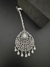 Silver Cubic Zirconia/Diamond Tikka, Indian Maang Tikka, Headpiece, Bridal jewelry
