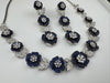 Nano Setting CZ Diamond Statement Necklace Set, White Gold Plated Choker set, nature inspired