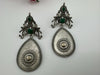 Oxidized German silver long Drop earrings with stones