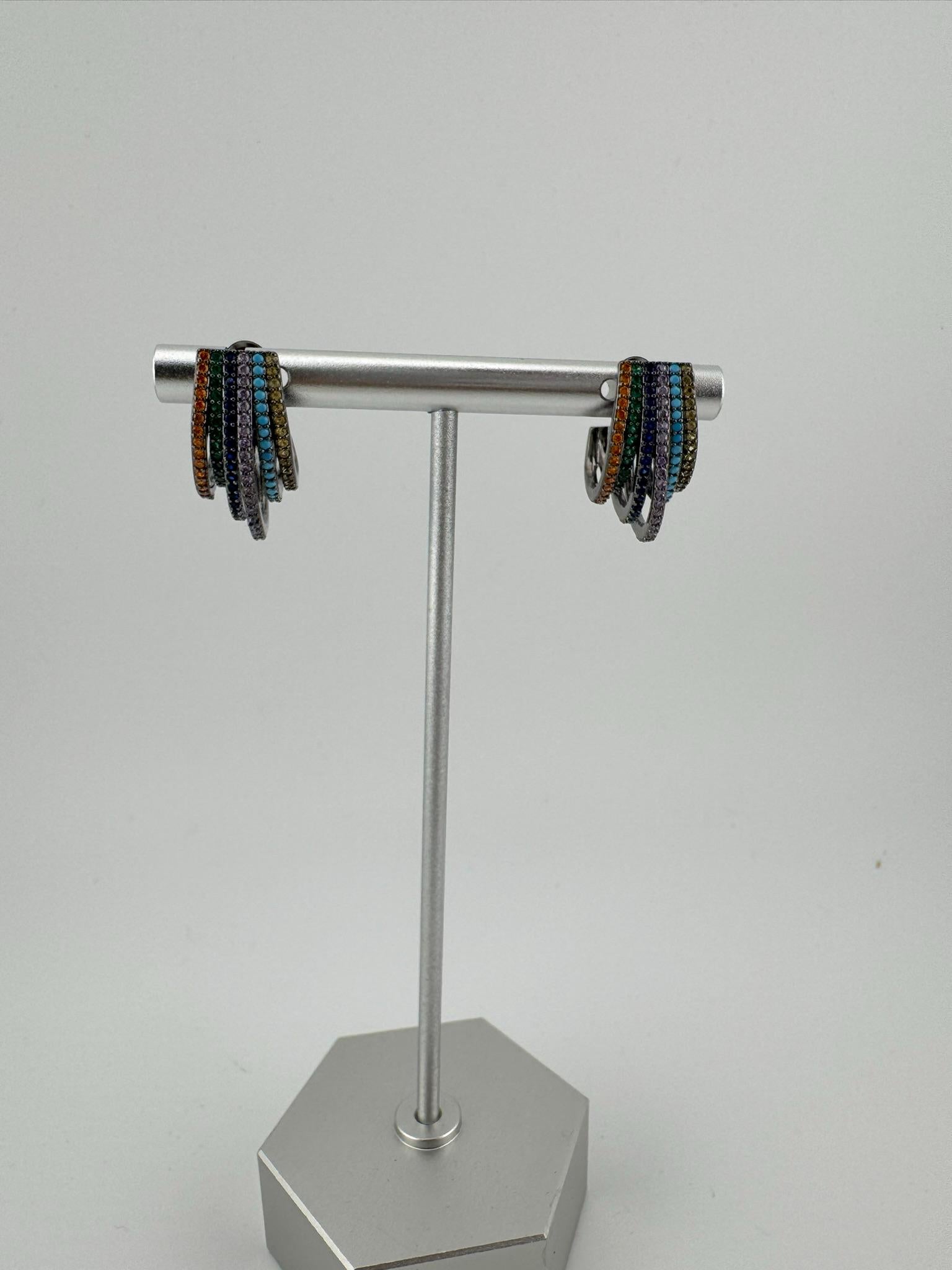 Premium Hoop earrings has Nano setting Cubic Zirconia and Stones is a designer Inspired Statement half Hoop earrings