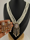 Premium Long necklace,Rani Haar with CZ pendant, natural stones and onyx beads Long Necklace set