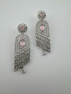 Pink Premium silver color Cubic Zirconia and Natural stone Long earrings