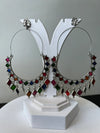 Oversized Multicolor Oxidized German silver Hoop earrings with Enamel details
