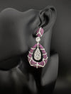 Premium Nano Setting Cubic Zirconia Long earrings in Drop shape, stylish, designer Inspired Statement long earring/Bridal Bridesmaid earring