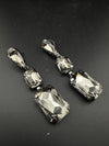 Premium Crystal Long Drop Swarovski inspired designer earrings/Indian earring/Bridal Jewelry/Grey Crystal/Pink Crystals