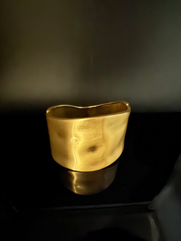 Brushed finished Gold Chunky Cuff Bracelet Bangle, Anti Tarnish, fits sizes upto 2.6"