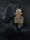 Amrapali inspired Matt Gold, kundan, Enamel, Oversized ChandBali long Earrings, designer jewelry
