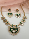 Kundan, Moissanite, MOP, CZ Flexible Gold necklace set, Indian Bridal Jewelry