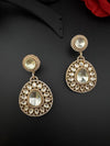 Golden Kundan, CZ, Chandbali Earrings, High shine, Bridal, Moissanite, Designer jewelry