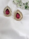 Gold Polish Crystal Stone Stud Earrings, Cubic Zirconia, AD, CZ, Indian Jewelry