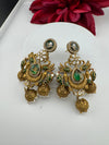 Amrapali inspired Matt Gold, Stone, Enamel, Pearl Oversized ChandBali Jhumka Earrings, designer jewelry