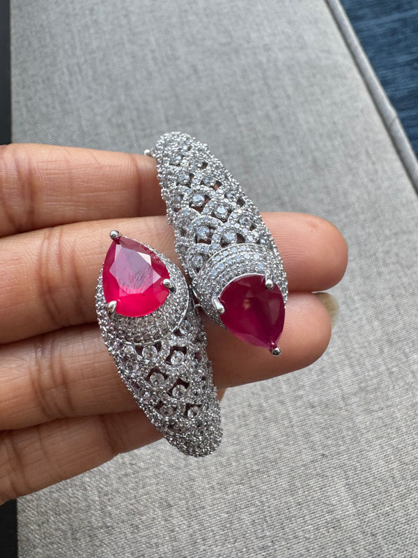 Openable Designer bracelet in American Diamonds, crystal stones, CZ, Fits size upto 2.6"